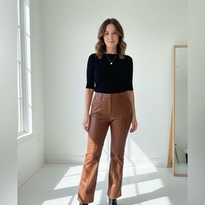 Shinestar Leather Pants in Tan